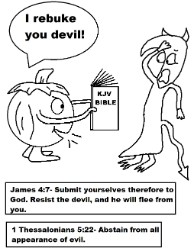 Pumpkin Holding Bible Rebuking Devil Coloring Page